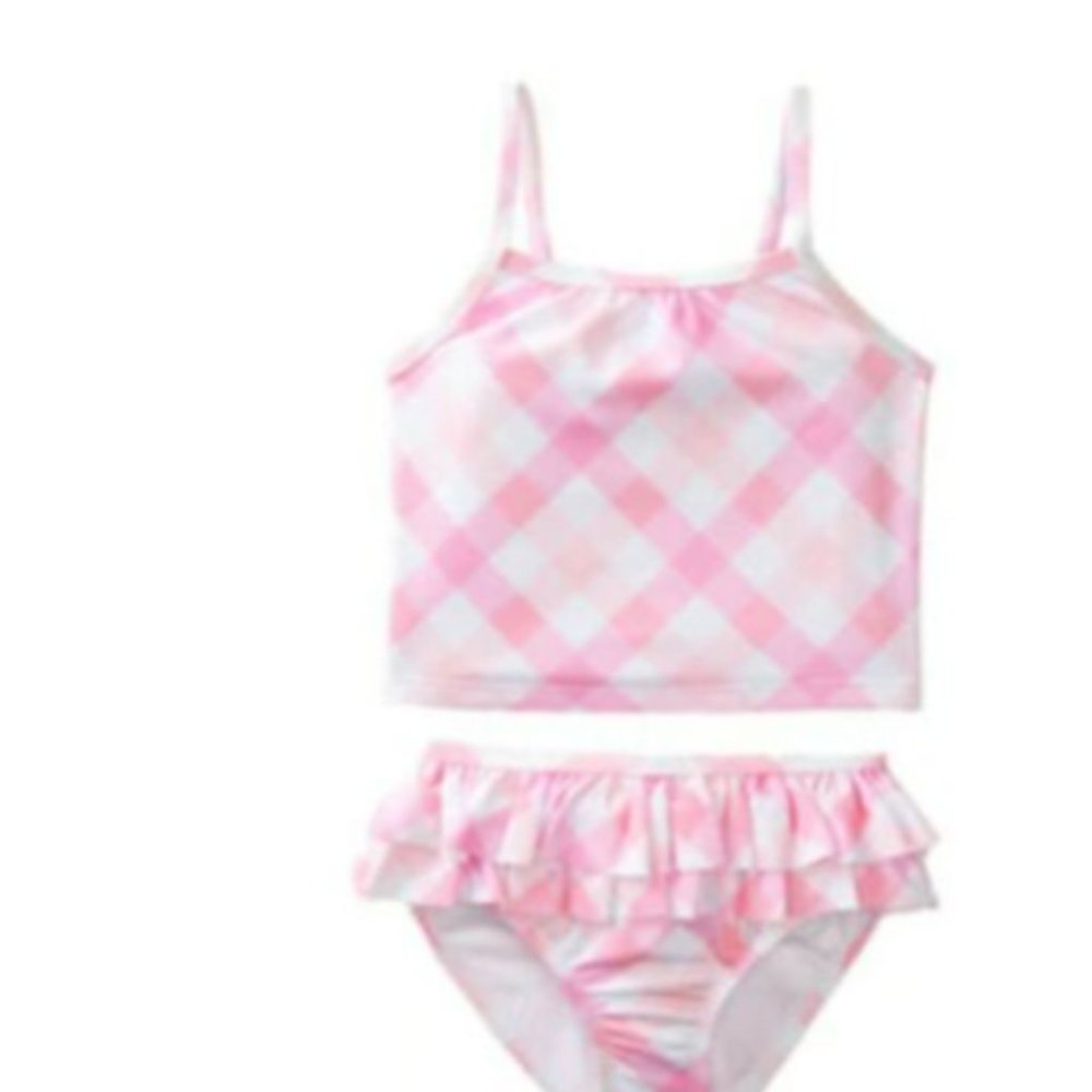Baby girls pink gingham 2 piece swimsuit NWTS